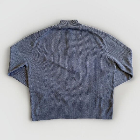 Perry Ellis 1/4 Zip Sweater Mens XXL Pullover Long Sleeve Gray Knit Ridged - Picture 7 of 8